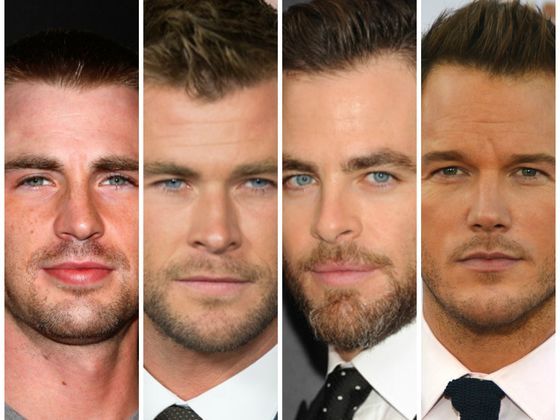 six different men with beards and blue eyes