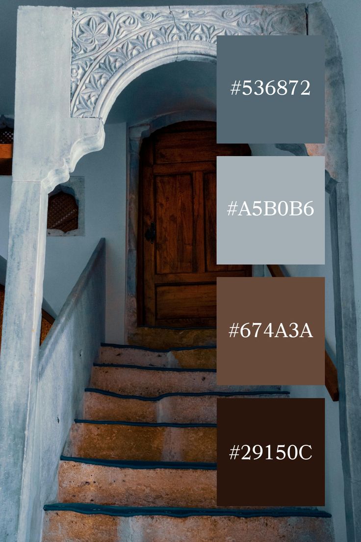 some stairs with different colors and numbers on them in front of a door that reads 3507