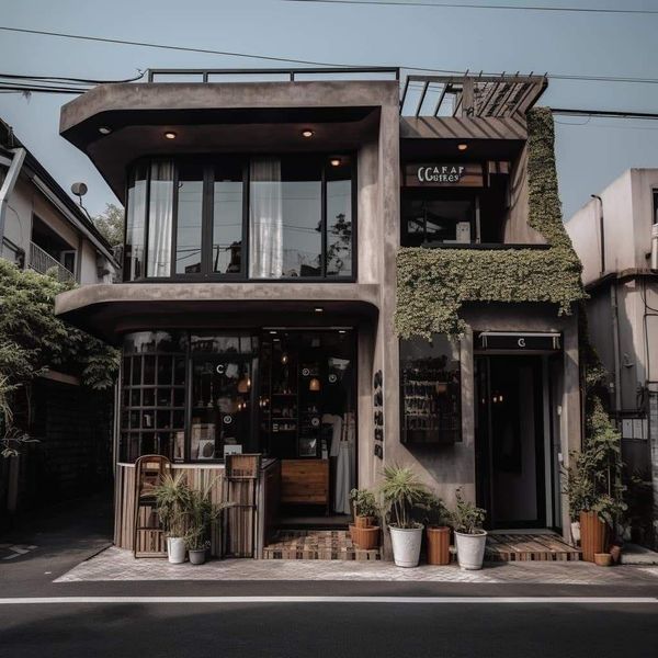 a building with plants growing on the side of it's windows and balconies