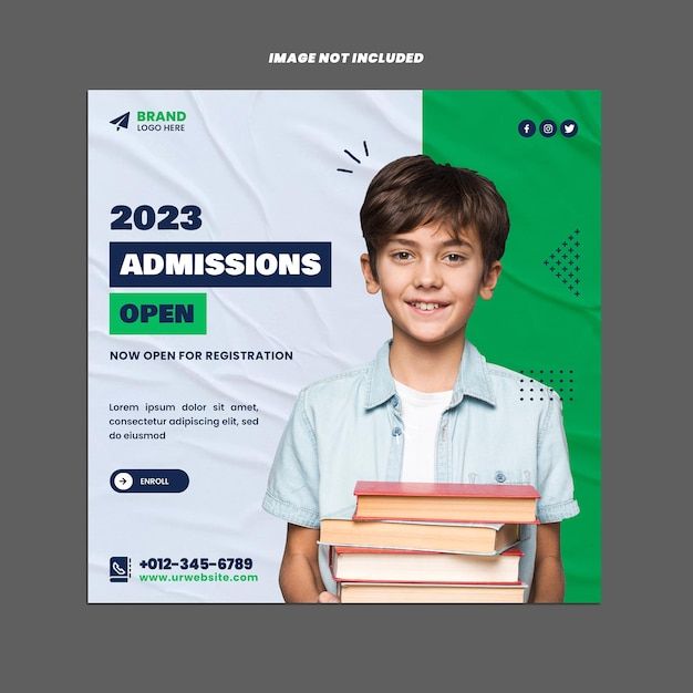 a young boy holding books in front of a green and white background with the words, 2020