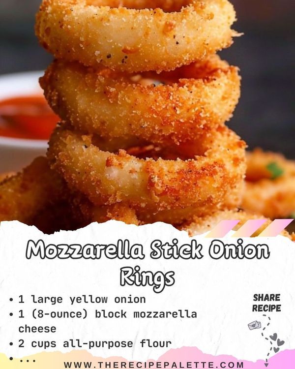 a stack of fried onion rings sitting on top of a white plate