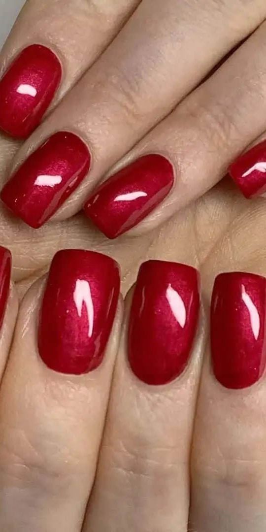 From Sandy Shepherd Red Dip Nails Powder, Red Dip Nail Colors, Red Nail Color Ideas, Nail Red Color, Red Nails With Art, Red Nail Styles, Red Fancy Nails, All Red Nails, Red Color Nails