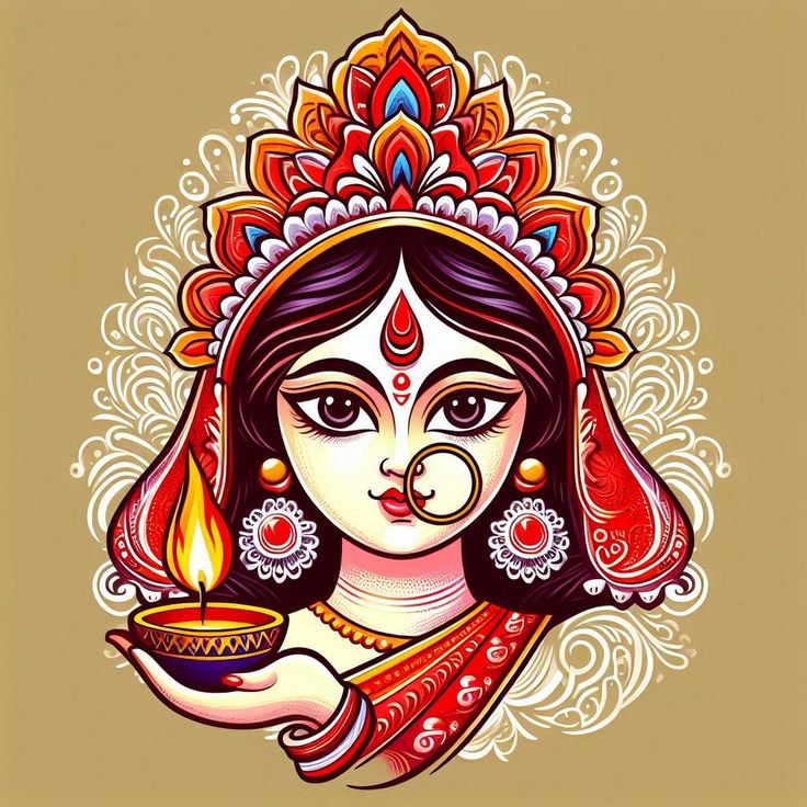 Maa Durga Animated Images, Matarani Drawings, Navratri Devi Painting, Diwali Drawings For School, Rangoli For Durga Puja, Ammavaru Drawing, Durga Maa Cute Images, Diwali Painting Ideas Aesthetic Indian, Maa Durga Rangoli Design