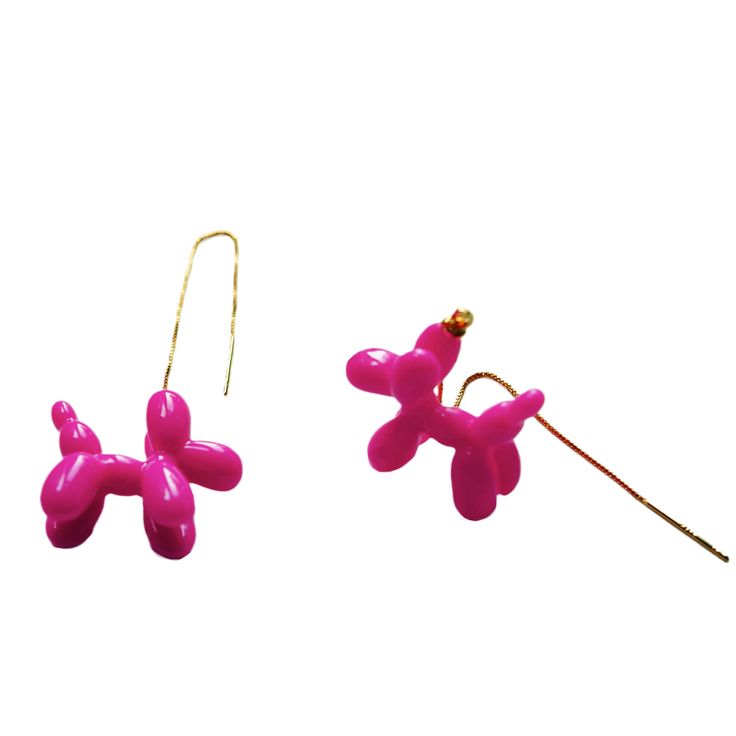 These are our new pink balloon poodle earrings this year, upgraded to 18k gold plated Threader and also happens to be hypoallergenic and nickel-free.This is handmade by us in London please allow small bubbles or colour dots which do not affect its loveliness. Materials: 18K Gold Plated Brass/ Acrylic /925 SilverAway from any chemical substances (including perfume, makeup, skincare, bleach and etc)Avoid water, remove the item in the shower and when sleeping.Remove the item during sports and exerc Pink Novelty Earrings For Party, Playful Jewelry With Matching Earrings For Party, Playful Hypoallergenic Party Jewelry, Playful Hypoallergenic Jewelry For Party, Playful Pink Earrings For Party, Quirky Pink Earrings, Whimsical Hypoallergenic Party Earrings, Whimsical Single Earring For Parties, Novelty Hypoallergenic Party Earrings