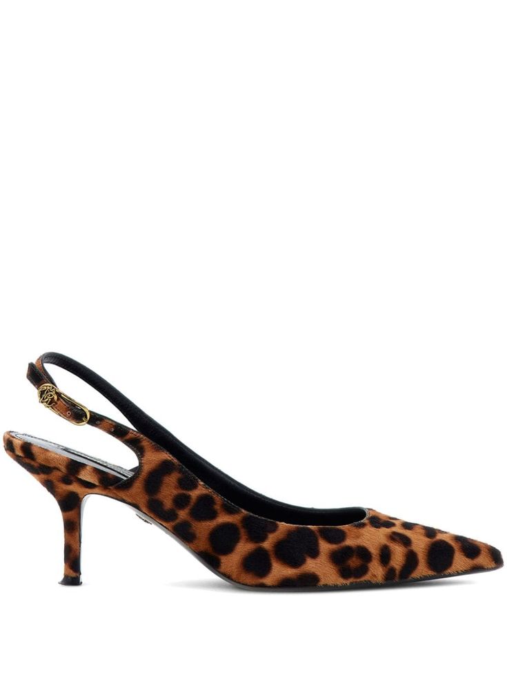 black/caramel brown calf hair all-over leopard print buckle-fastening slingback strap mid sculpted heel gold-tone hardware pointed toe branded leather insole leather sole Animal Print Shoes, Chanel 2, Caramel Brown, Iconic Bags, Demi Fine Jewelry, Summer Beach Wear, Flat Boots, Calf Hair, Slingback Pump