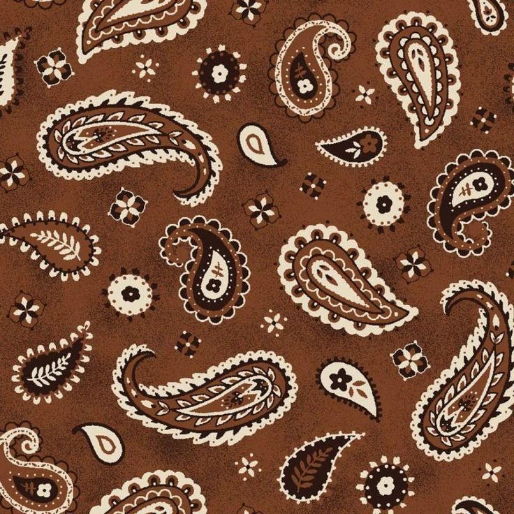 a brown and white paisley print fabric with lots of different designs on it's sides