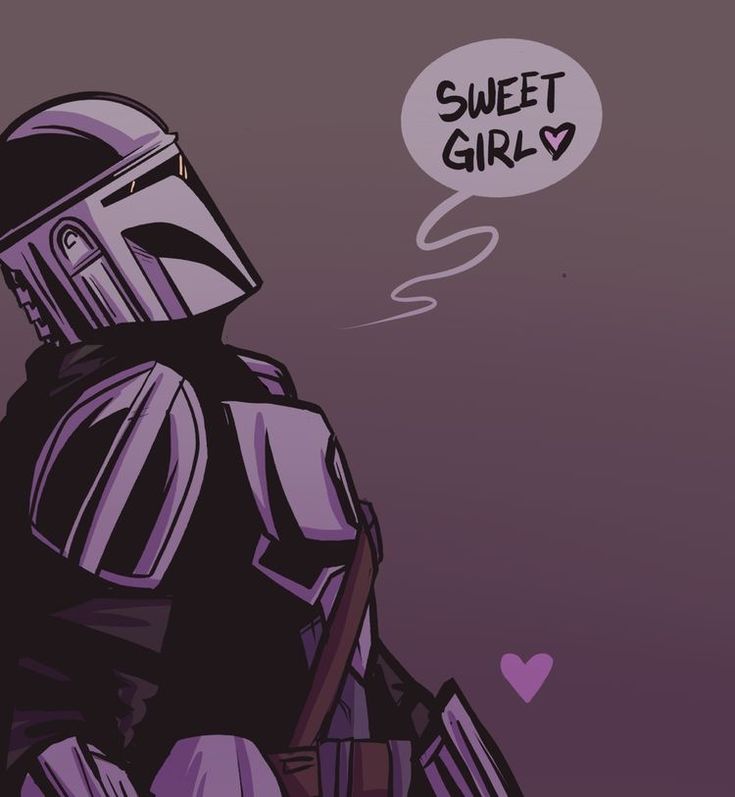 a drawing of a boba fett with a speech bubble saying sweet girl