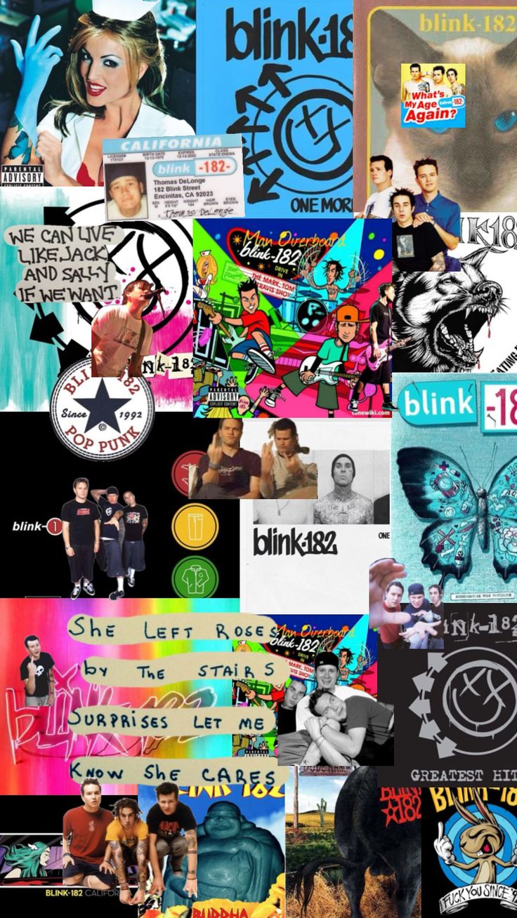 the collage shows many different types of logos and images, including an image of a woman's face