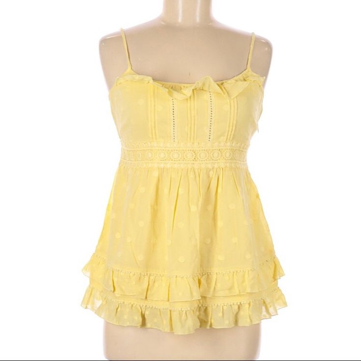 Juicy Couture Sleeveless Ruffle Top Such A Feminine Top In Canary Yellow Pit To Pit Approx 16.5 Brand New Store Tag Feminine Top, Canary Yellow, Couture Tops, Ruffle Top, Juicy Couture, Peplum Top, Rompers, Womens Tops, Size 6