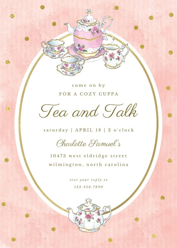 a pink and gold tea party with polka dots