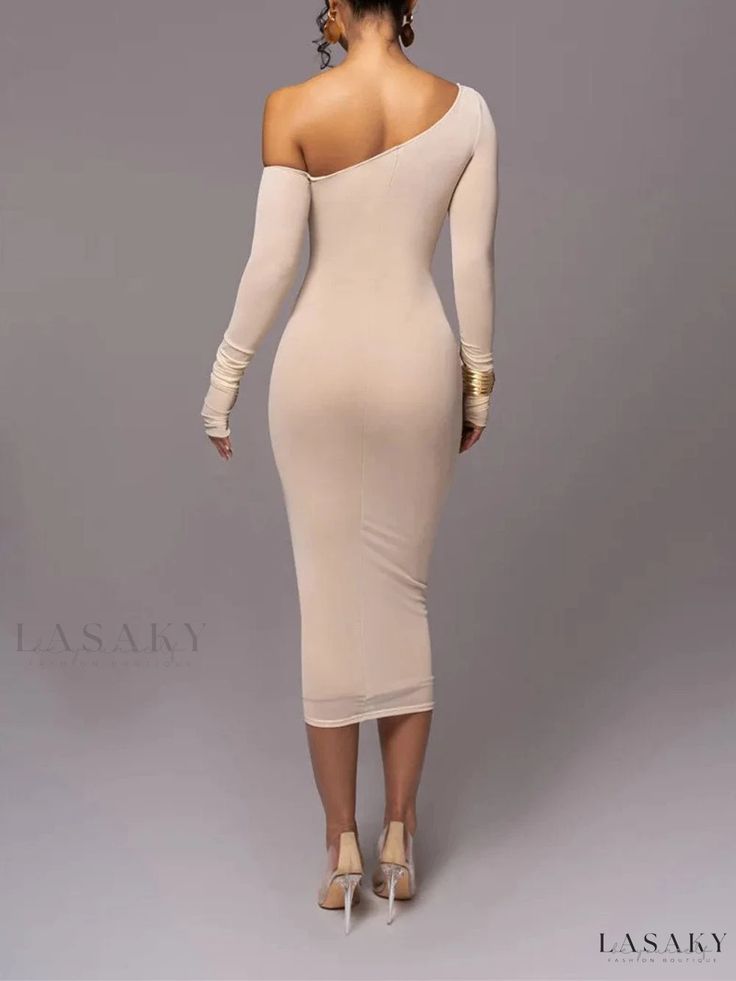 Sleek Bodycon Midi Dress Midi Dress Elegant, Midi Dress For Women, One Shoulder Midi Dress, Ruched Midi Dress, Club Party, Bodycon Midi, Long Sleeve Midi, Long Sleeve Midi Dress, Midi Dress Bodycon