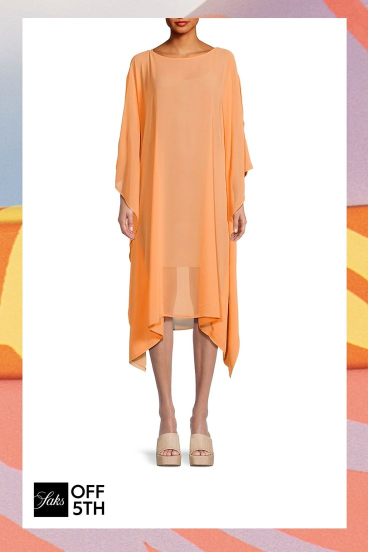 Boatneck Long Sleeves Pullover Asymmetric Hem Semi-Sheer Polyester Machine Wash Made In Usa Size & Fit About 43" From Shoulder To Hem Model Shown Is 5'10" (177cm) Wearing Us Size Small. Womens - W Trend Separates > Saks Off 5th. Renee C.. Color: Melon. Size: M. Spring Asymmetrical Dress With Overlay, Long Sleeve Dresses With Overlay For Summer, Asymmetrical Tunic For Summer, Asymmetrical Dress For Daywear In Fall, Asymmetrical Dress For Fall Daywear, Chic Long Tunic For Spring, Chic Asymmetrical Spring Tunic, Spring Asymmetrical Midi Dress For Daywear, Asymmetrical Midi Dress For Spring Daywear