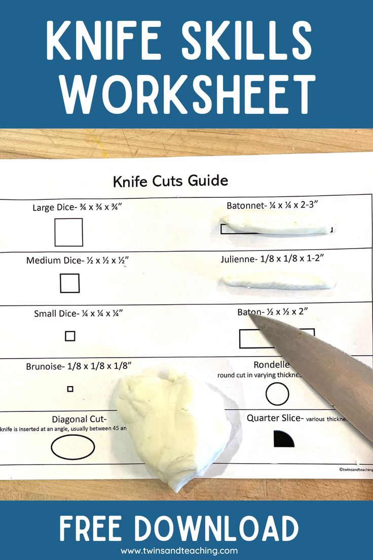 knife skills worksheet for facs and culinary arts Culinary Lessons, Basic Knife, Knife Skills, Culinary Classes, Family And Consumer Science, Knife Skill, Food Tech, Kitchen Skills, Cooking Classes For Kids