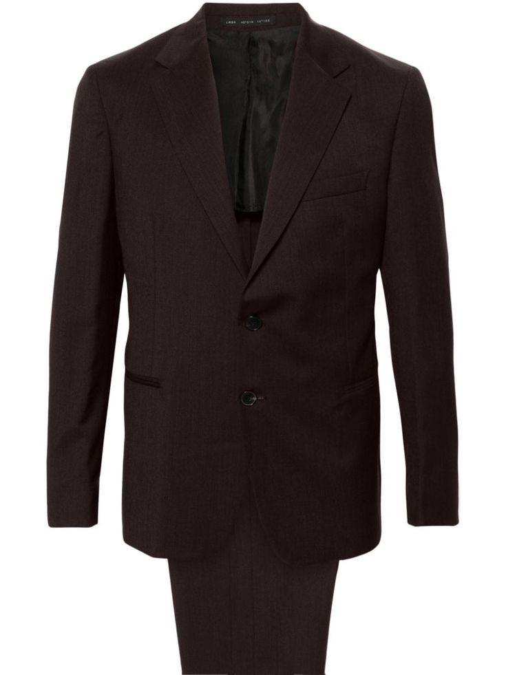 Black Rum red virgin wool set of two Blazer: notched lapels front button fastening long sleeves with buttoned cuffs chest welt pocket two side welt pockets partial lining multiple internal pockets American rear vent straight hem Trousers: tailored cut mid-rise concealed front button, hook and zip fastening belt loops two diagonal pockets to the sides two rear welt pockets pressed crease Tailored Red Wool Suits, Red Wool Suit For Workwear, Red Wool Suits For Workwear, Red Wool Suits For Work, Red Business Suits In Suiting Fabric, Red Wool Business Blazer, Red Wool Blazer For Business, Red Wool Suits For Winter, Red Business Suits