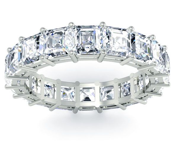 Asscher Cut Eternity Ring Asscher Diamond, Celtic Wedding Rings, Diamond Eternity Band, Fine Diamond Jewelry, Vs Diamond, Asscher Cut, Cushion Cut Diamonds, Buying Diamonds, Diamond Rings Bands