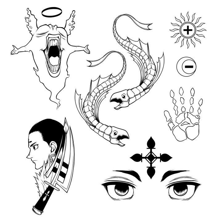 an image of various tattoos on the face and eyes, including one woman's head