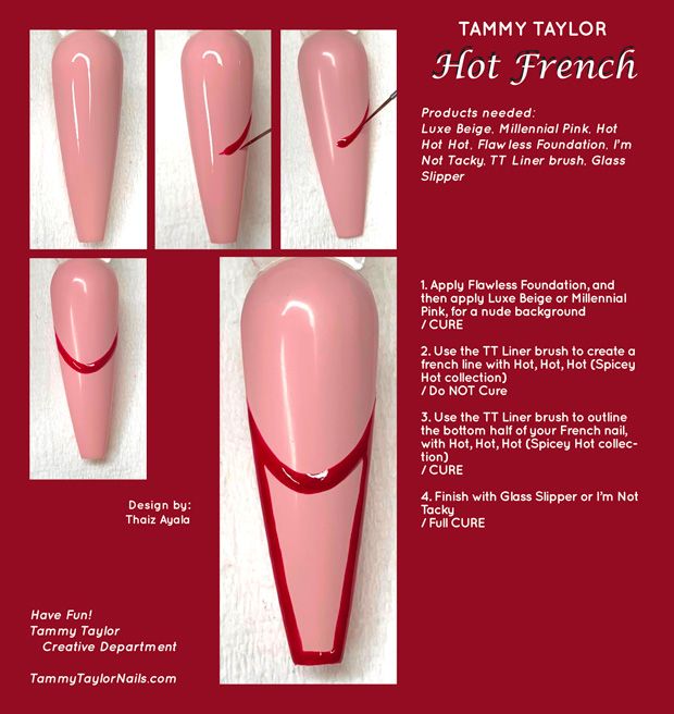 negative space french modern nail art designs coffin trendy red pink hot 2021 nail trends How To Do French Nails Step By Step, French Nails Step By Step, Diy Nail Designs Step By Step, Nail Painting Tips, Nails Practice, Nail Stones, Beginner Nail Designs, Taylor Nails, Nailart Tutorial