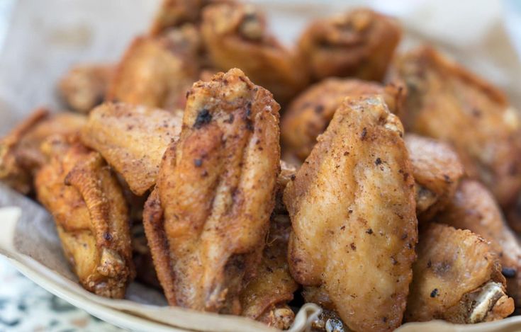 fried chicken wings in a bowl on a table