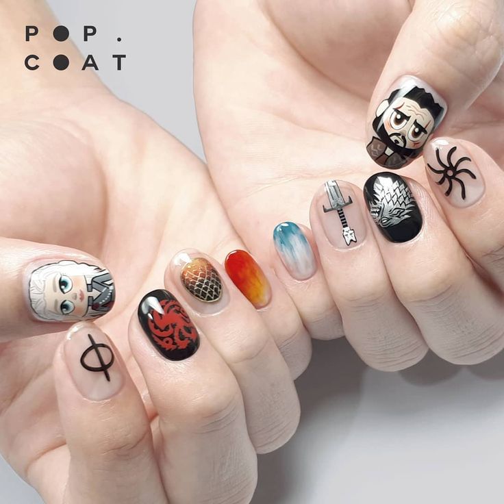 Paint On Natural Nails, Game Of Thrones Nails, Fire Fanart, Bedroom Door Signs, Gel Paint, Song Of Ice And Fire, Ice And Fire, Bedroom Door, Character Inspo