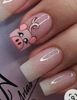 Pretty Nail Art Designs French Tips, Pig Nail Art, Pig Nails, Book Nails, Tarot Horoscope, Nail Drawing, Glow Nails, Pretty Nail Art Designs, Acrylic Nails Coffin Short