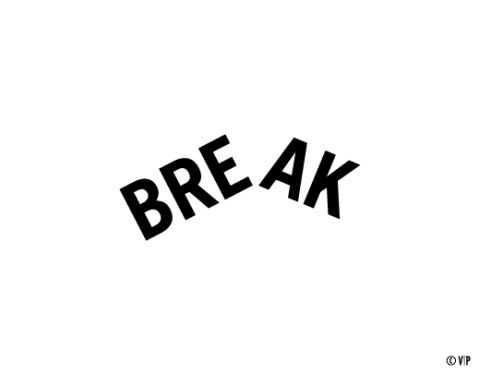 the word break is written in black on a white background