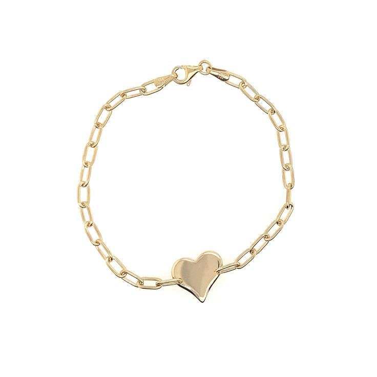 Julez Bryant "Must Have"! The 14k gold LARK bracelet features a centered shiny heart attached to a 3.2mm link chain. Chain is 14k gold 3.2mm link Total Bracelet length is 6.5" Heart is approximately 12mm x 12mm Designed and hand forged in our studio in coastal Southern California Complimentary ShippingReturns and Exchanges Classic Yellow Gold Bracelet With Heart Charm, 14k Yellow Gold Bracelet With Heart Charm, Dainty Heart Charm Bracelet For Formal Occasion, Elegant Jewelry With Heart Charm And Chain Link, Classic 14k Gold Bracelet For Valentine's Day, Formal 14k Gold Bracelet With Heart Charm, Classic Heart Chain Bracelet For Valentine's Day, Classic 14k Gold Heart Bracelet, Elegant Chain Link Jewelry With Heart Charm