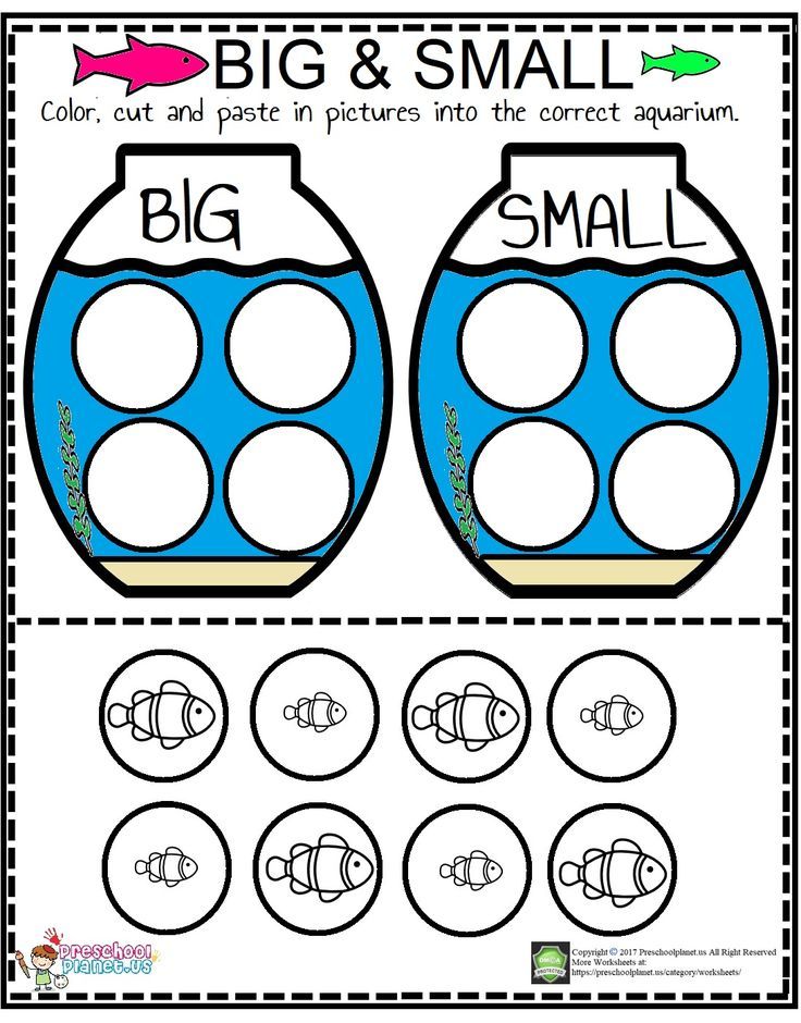 a printable worksheet for the big and small fish