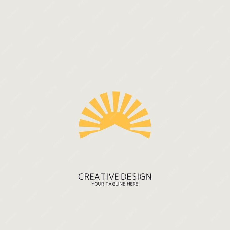 an abstract logo with the sun rising above it