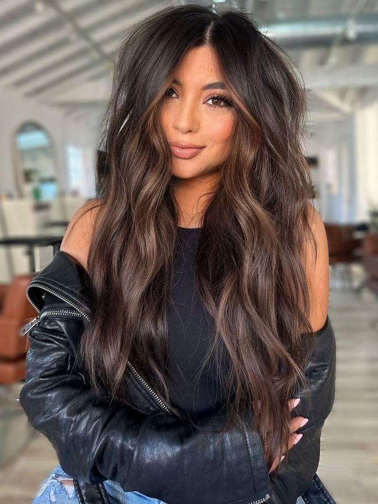 Lighter Brown Hair Color, Lighter Brown Hair, Dark Chocolate Brown Hair, Black Hair Balayage, Dark Brunette Hair, Brown Hair Inspo, Brown Hair Dye, Brunette Hair With Highlights, Spring Hair Color