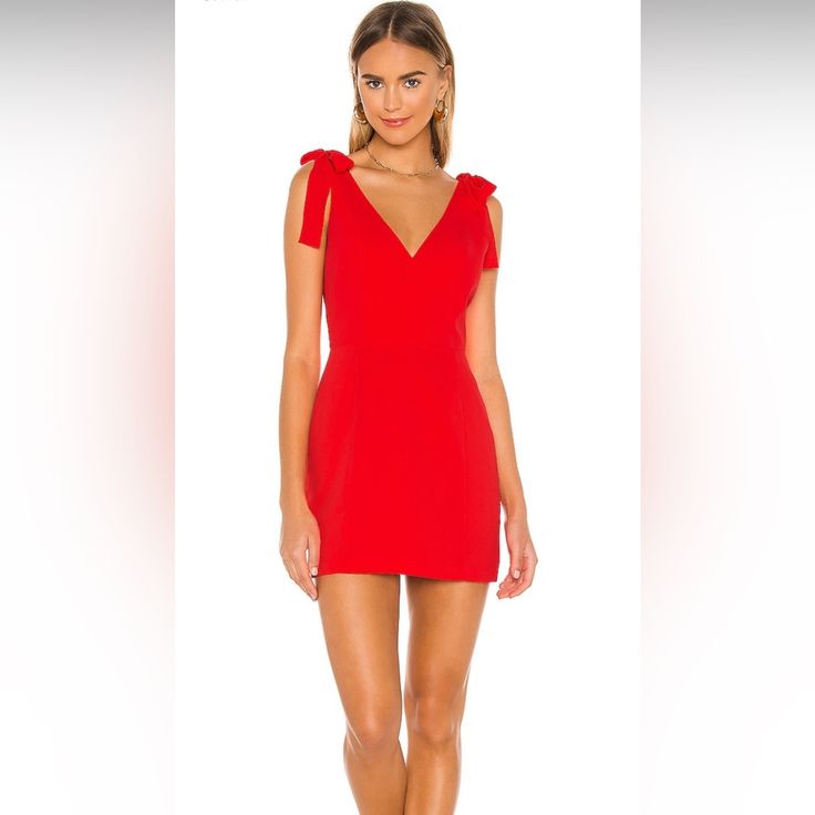 Very Cute And Trendy Red Mini Dress With Ties On The Shoulders Perfect For Homecoming,Dances,Dinner And Important Events! Amanda Uprichard Dress, Silk Shift Dress, Wedding Guest Looks, Amanda Uprichard, Cocktail Event, Crimson Red, Fashion Deals, Dress With Tie, Blue Midi Dress