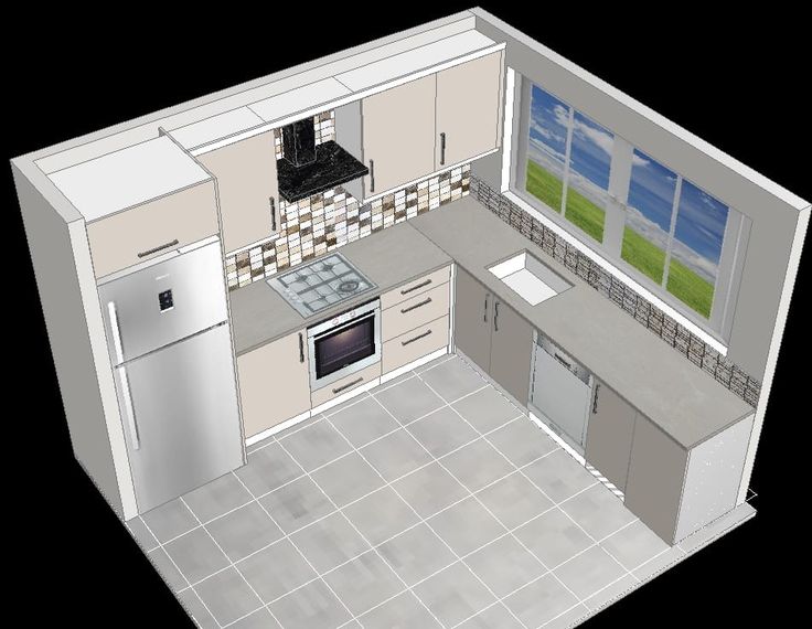 an overhead view of a kitchen with white appliances