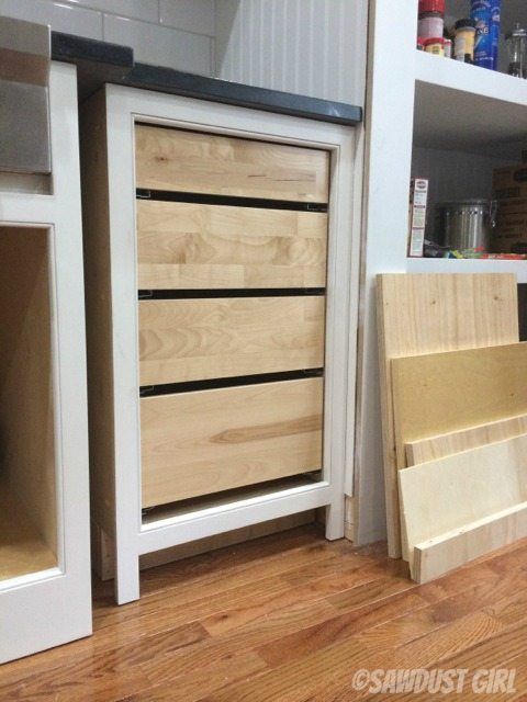 the kitchen cabinets are being built and ready to be used as storage for other items