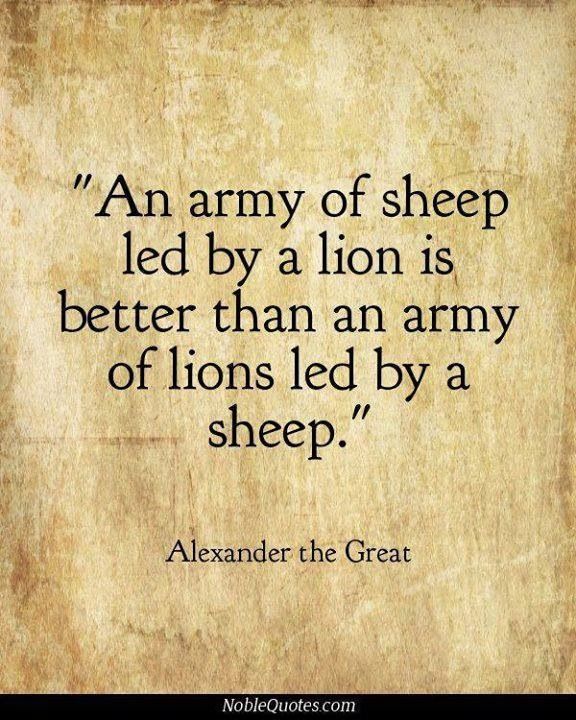 an army of sheep led by a lion is better than an army of lions led by a sheep