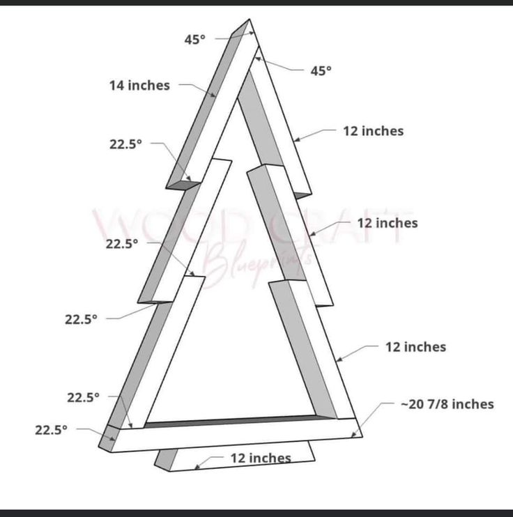 the diagram shows how to make a triangle shaped wooden frame with measurements for each piece