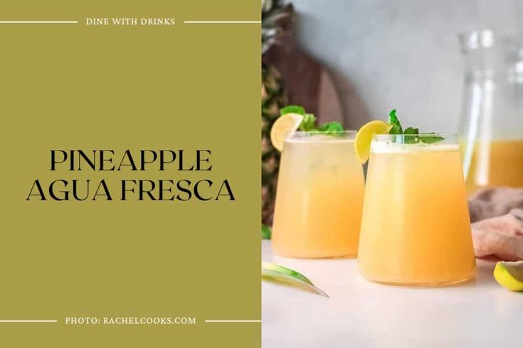 three glasses filled with pineapple agua fresca