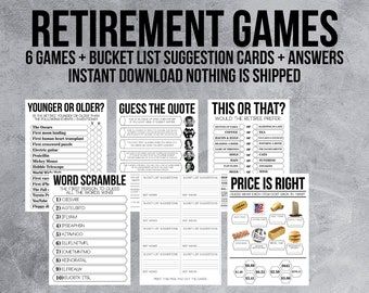 an image of the retirement games for adults and children with instructions on how to use them