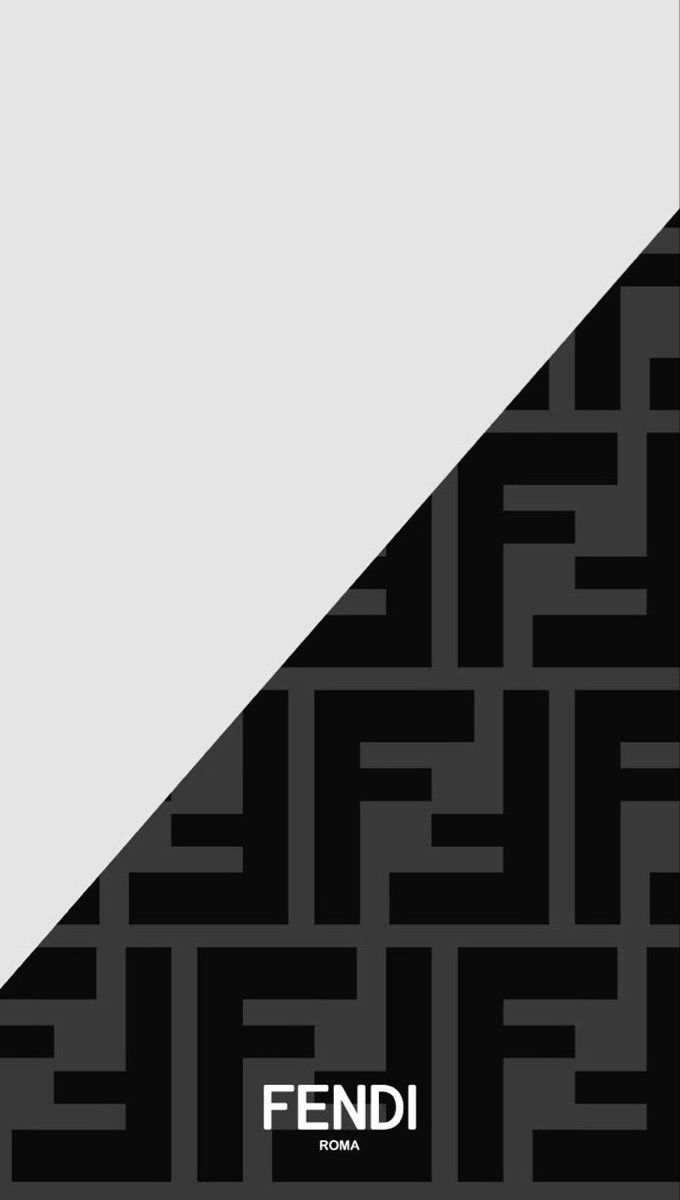 a black and white poster with the word fendi on it's left side