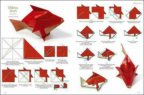 an origami fish is shown with instructions to make it look like the paper