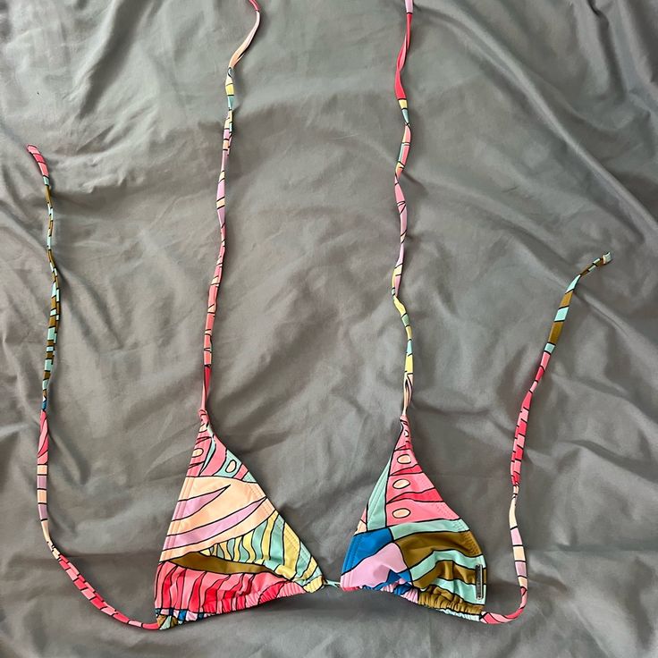 Size Small Swim Top. Never Worn No Tags But In Perfect Condition. There Is No Padding. Playful Pink Swimwear For Beach Party, Playful Pink Swimwear For Sunbathing, Playful Pink Printed Swimwear, Playful Pink Triangle Top Swimwear, Pink Triangle Top Printed Swimwear, Fun Pink Swimwear For Beach, Pink Printed Triangle Top Swimwear, Pink Fun Swimwear For Beach Party, Pink Printed Swimwear For Beach Party