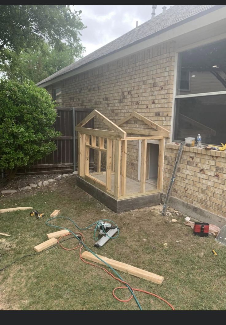 a house being built in the back yard