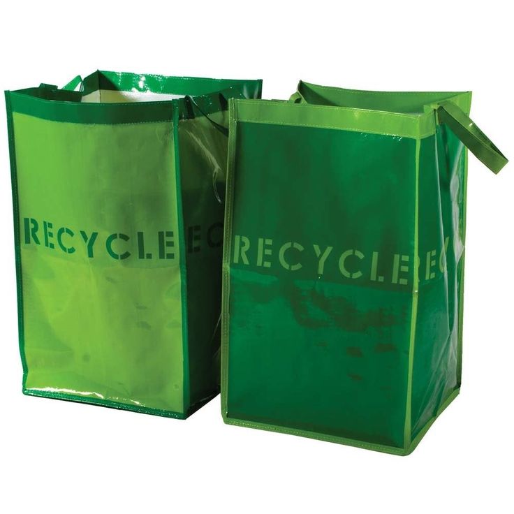 Reusable Recycle Bags for Home or Garden (Set of 2) - Great Useful Stuff Bin Bag, Plastic Grocery Bags, Crafts From Recycled Materials, Inexpensive Home Decor, Recycle Bag, Bag Stand, Office Set, Recycle Trash, Organizing Bins