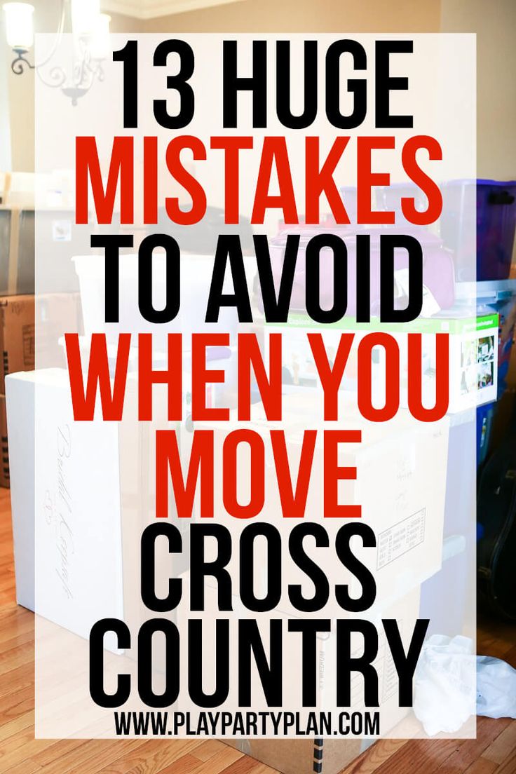 a box with the words 13 huge tasks to avoid when you move cross country on it