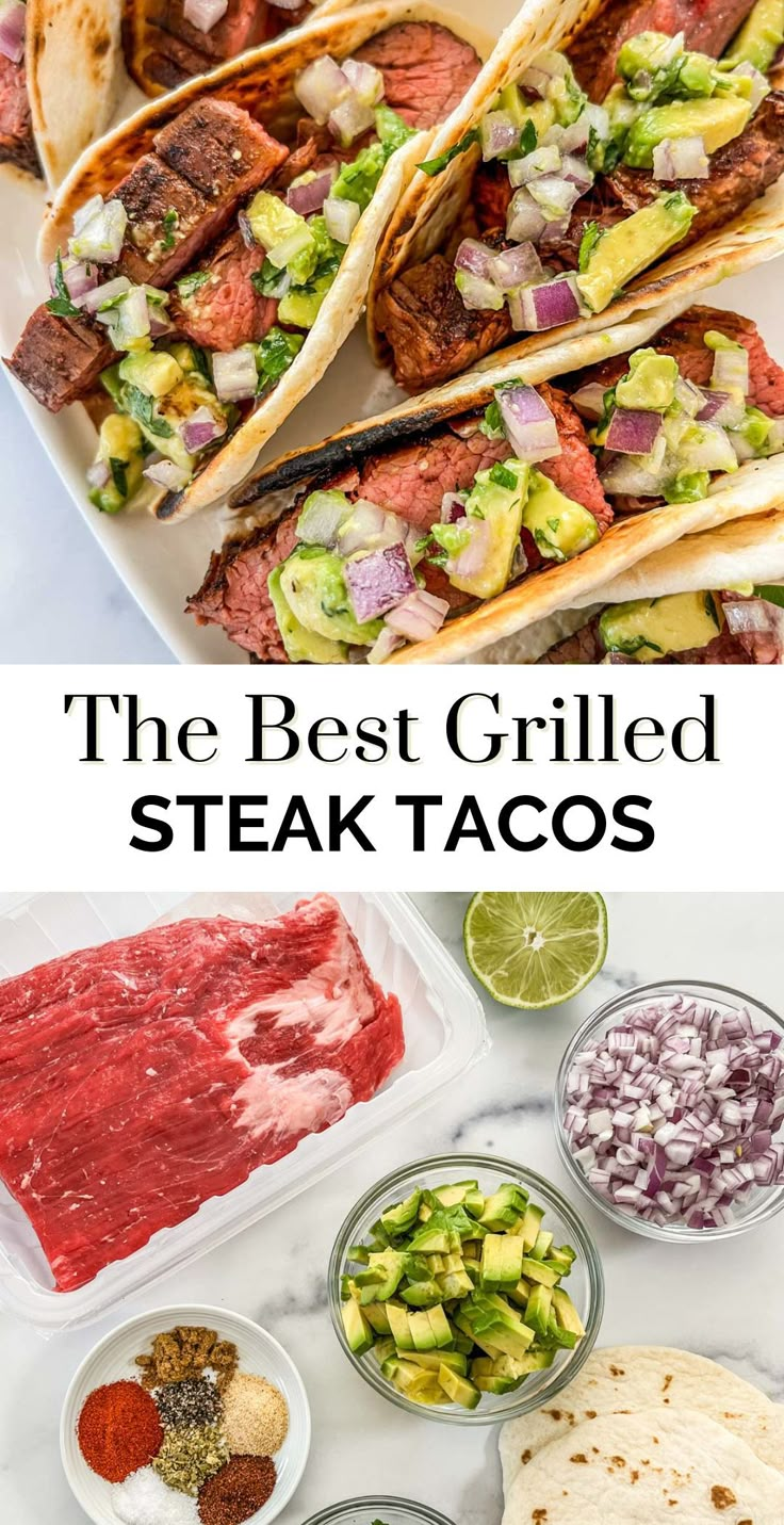 the best grilled steak tacos with avocado and salsa