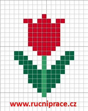 a cross - stitch pattern with a red rose on the center and green leaves in the middle