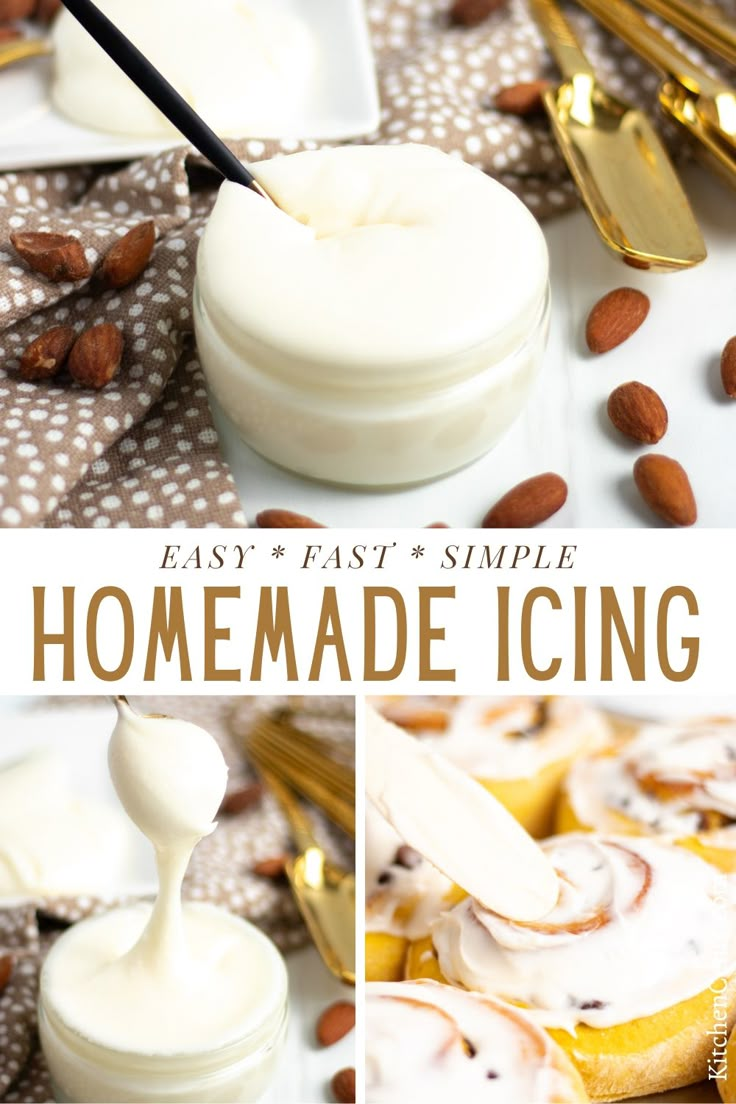 homemade icing with almonds on the side