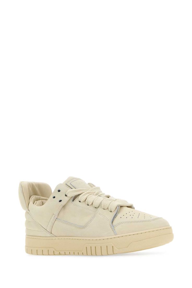 Ivory Leather Sneakers from 1989 Studio Cream Leather Sneakers With Stitched Sole, Cream Leather Sneakers For Streetwear, Off White Leather Sneakers For Streetwear, Classic Beige Sneakers With Leather Sole, Off White Leather Sneakers With Rubber Sole, Beige Leather Sneakers For Streetwear, Modern Beige Leather Sneakers, Classic Cream Suede Sneakers, Cream Suede Sneakers With Leather Sole