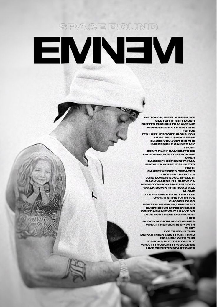 Eminem Poster, Eminem, Slim Shady, y2k, vintage, Poster Ideas, Wallpapers, Poster Designs, Music Posters, Music, Rap, Rapper poster, Space Bound, Black and White, Black Poster, White Poster Vintage Eminem Poster, Eminem Black And White, Y2k Wall Collage, Poster Eminem, Eminem Merch, 50 Cent And Eminem, 2000s Stuff, Eminem Poster, Eminem Music