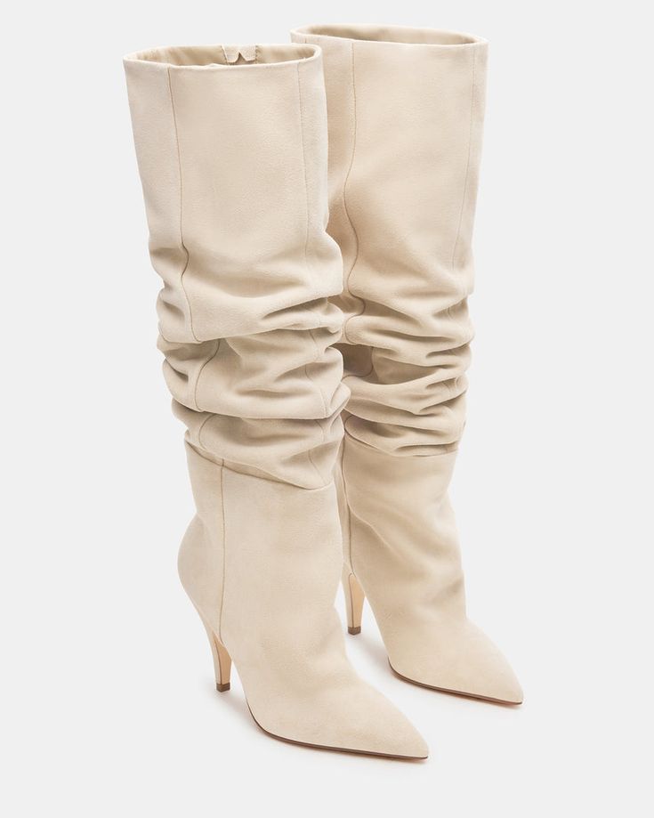 Experience timeless style and ultimate comfort with our BELLAMIE knee-high boot . Featuring a pointed toe and scrunched design, these boots are sure to elevate any outfit. These boots are both fashionable and functional. Perfect for any occasion, these boots are a must-have in your wardrobe.  3.5 inch heel height  Size 6 measurements: 15.5 inch shaft circumference, 22 inch shaft height Size 8 measurements: 16.25 inch shaft circumference, 22.75 inch shaft height  Size 10 measurements: 17 inch shaft circumference, 23 inch shaft height   Suede upper material Textile and synthetic lining Synthetic sock Synthetic sole Imported Cute Boots For Women, 2024 Shoes, Timeless Boots, Lace Up Heel Boots, Stiletto Boots, Cute Boots, Shoe Fits, Leather Boot, Boots Fall