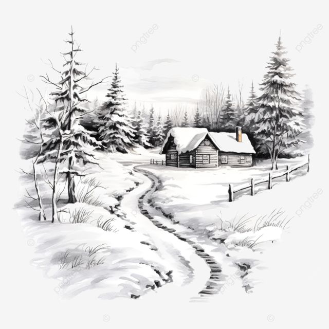 house in the winter forest sketch christmas house in the snow landscape illustration fir png Snowy Forest Drawing, Winter Pencil Drawings, Winter House Drawing, Snow Scenes Winter Landscape, Winter Landscape Drawing, New Year Sketch, Snow Sketch, Winter Sketch, Christmas Sketches