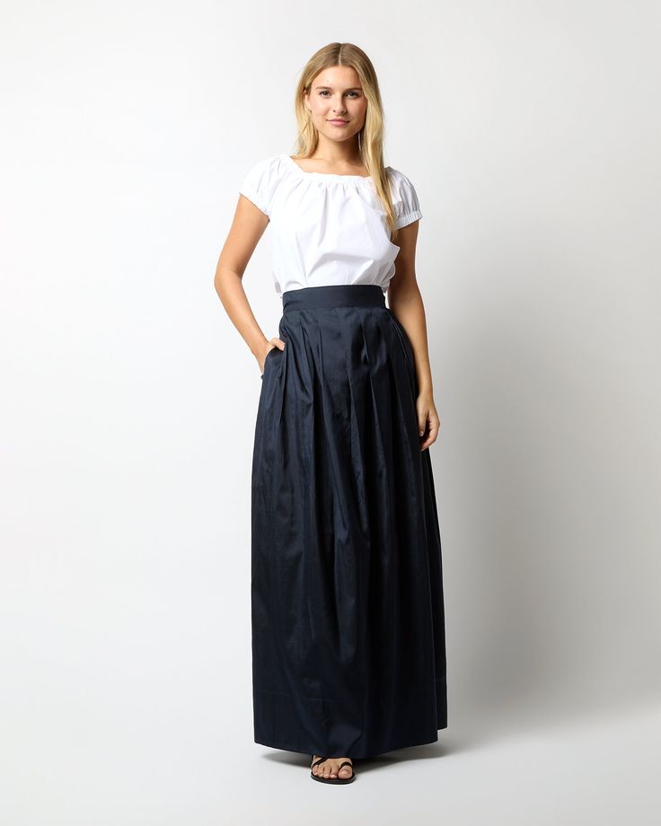 A chic, party-ready wrap skirt that also looks pretty great dressed down for daytime. This one is made of a rich silk shantung from India. It's got an adjustable waist tie that gives you a fantastic, cinched-in shape… we recommend a girly bow, or a big karate-belt knot with the ends hanging loose. It sits high on the waist with a full skirt that gives you plenty of room to move. Formal Summer Satin Skirt, Formal Satin Skirt For Summer, Silk Full Pleated Skirt With Relaxed Fit, Silk Pleated Full Skirt, Silk Full Pleated Skirt, Voluminous Tiered Silk Maxi Skirt, Silk Long Pleated Skirt With Lining, Long Silk Pleated Skirt With Lining, Formal Silk Full Skirt Bottoms